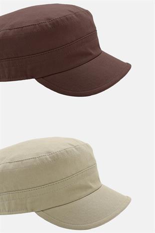 Mens Fidel Castro Hat 2x Pack Cap Rozet Detailed Flat Cap - Brown/Beige