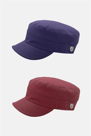 Mens Fidel Castro Hat 2x Pack Cap Rozet Detailed Flat Cap - Burgundy/Navy