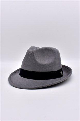 Erkek Gri Keçe Trilby Fötr Şapka