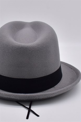 Erkek Gri Keçe Trilby Fötr Şapka
