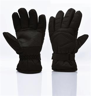 Mens Polar Lined Black Ski Snow Gloves Ribbon