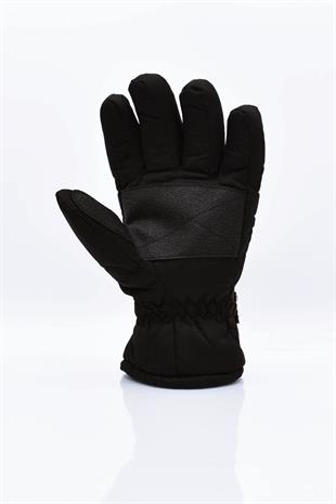 Mens Polar Lined Black Ski Snow Gloves Ribbon