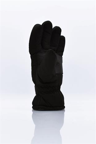 Mens Polar Lined Black Ski Snow Gloves Ribbon