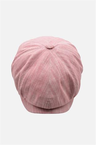 Erkek İngiliz Groovy Şapka Premium Keten Pembe Kasket