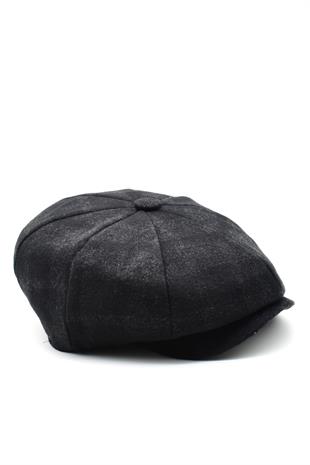 Erkek İngiliz Kasket Füme Dokulu Newsboy Şapka