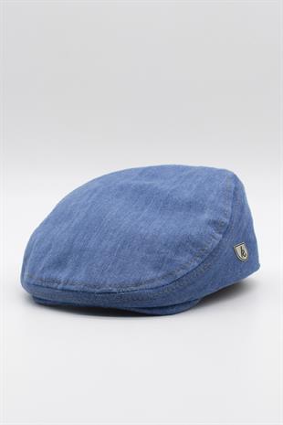 Erkek Jean Flat Cap Kasket - Açık Mavi Kot Şapka | Standart Fit/Esnek
