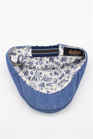 Erkek Jean Flat Cap Kasket - Açık Mavi Kot Şapka | Standart Fit/Esnek
