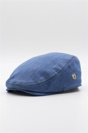 Erkek Jean Flat Cap Kasket - Açık Mavi Kot Şapka | Standart Fit/Esnek