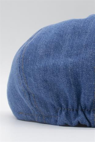 Mens Flat Cap English Jean Newsboy Hat - Blue