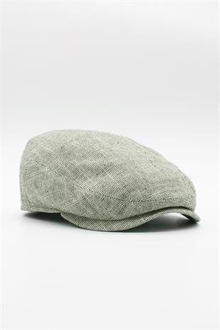 Erkek Keten Premium Açık Yeşil Şapka Yazlık Flat Cap Kasket