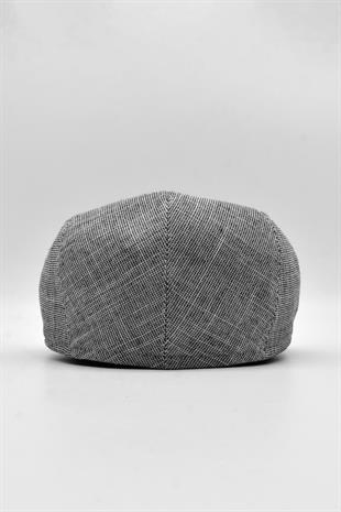 Erkek Keten Premium Siyah Şapka Yazlık Flat Cap Kasket