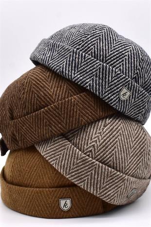 Erkek Kısa Yünlü Docker Şapka Balıksırtı Katlamalı Bere