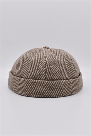 Erkek Kısa Yünlü Docker Şapka Dokulu Katlamalı Bere