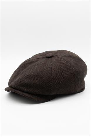Mens Hat Tweed English Flat Cap-Brown