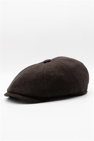 Mens Hat Tweed English Flat Cap-Brown