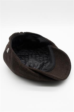 Mens Hat Tweed English Flat Cap-Brown