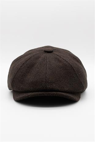 Mens Hat Tweed English Flat Cap-Brown