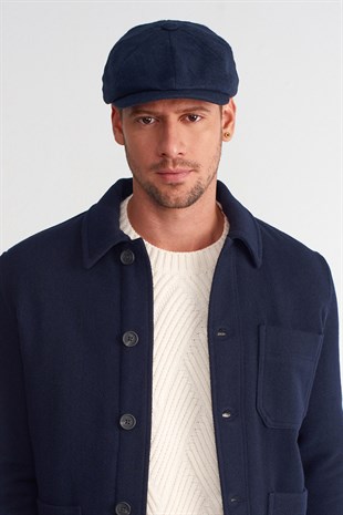 Mens Navy Flat Cap Baretta Beckham Peaky Blinders Hat