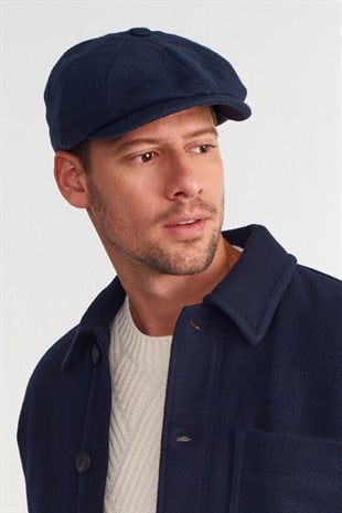 Mens Navy Flat Cap Baretta Beckham Peaky Blinders Hat