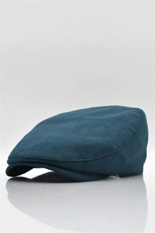 Erkek Lacivert Kasket Keten Yazlık Flat Cap Şapka