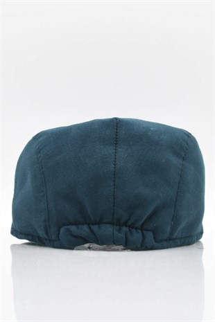 Erkek Lacivert Kasket Keten Yazlık Flat Cap Şapka