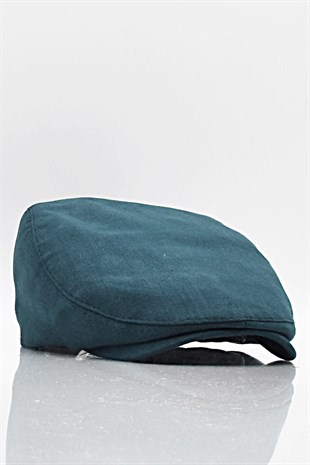 Erkek Lacivert Kasket Keten Yazlık Flat Cap Şapka
