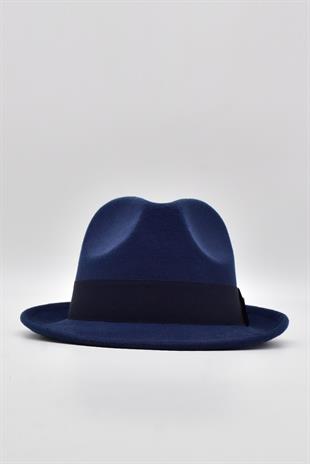 Erkek Lacivert Keçe Trilby Fötr Şapka