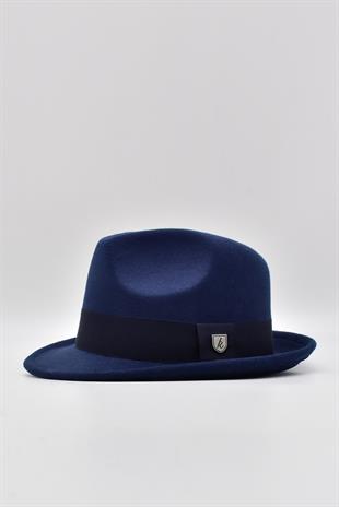 Erkek Lacivert Keçe Trilby Fötr Şapka