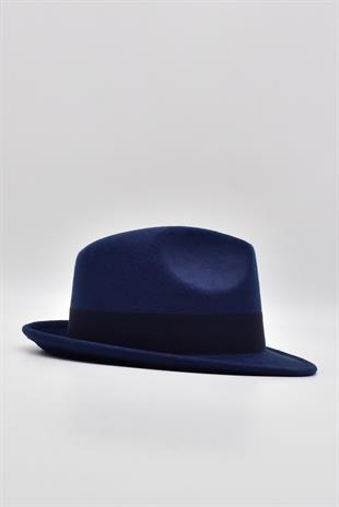 Erkek Lacivert Keçe Trilby Fötr Şapka