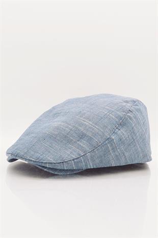 Mens Blue Flat Cap Cotton Flat Cap Hat