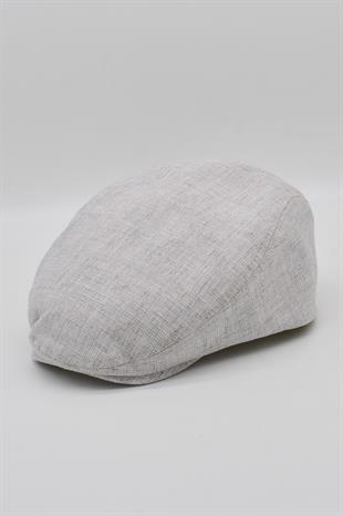 Erkek Mevsimlik Pamuklu Kasket Flat Cap Krem Şapka