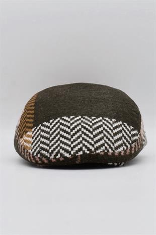 Erkek Multicolor Patchwork Sanatsal Desenli Yünlü Kışlık Kasket