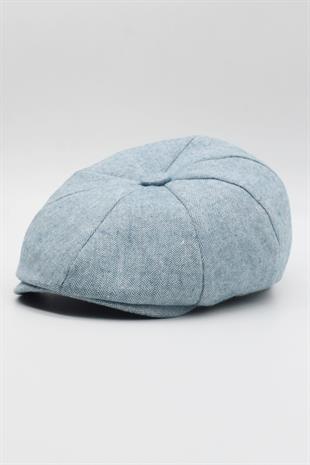 Erkek Newsboy Kep 100% Pamuk Gatsby Ivy Kasket Mavi