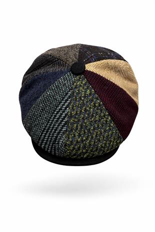 Erkek Patchwork Desenli Kasket Şapka – Vintage Retro İngiliz Flat Cap