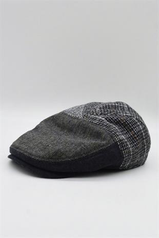Mens Patchwork Tweed Winter Flat Cap English Newsboy Hat