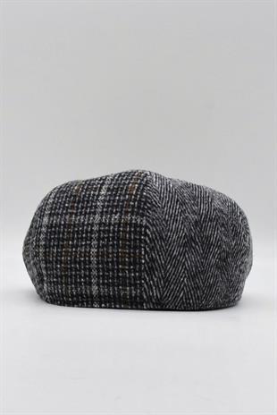 Mens Patchwork Tweed Winter Flat Cap English Newsboy Hat