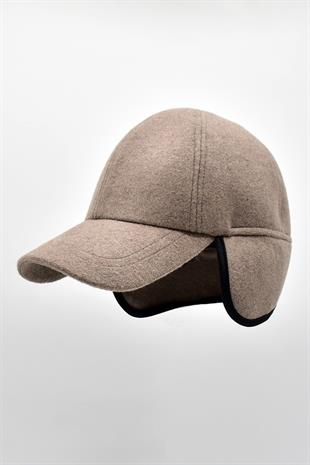 Erkek Polar Kulaklı Kep Şapka-Bej