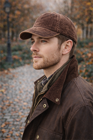 Erkek Premium Eskitme Kadife Şapka - Kahverengi