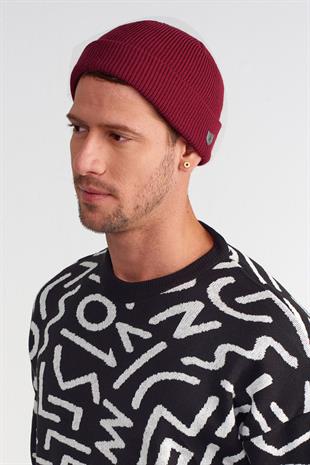 Erkek Premium Rolled Kısa Bordo Bere