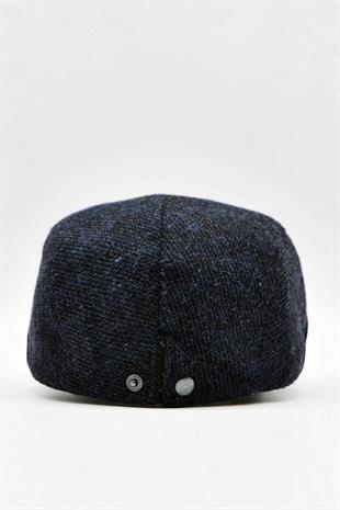 Mens Hat Tweed English Flat Cap-Blue