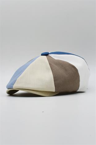 Erkek Şapka Yazlık Patchwork Spor Kasket Siyah/Gri