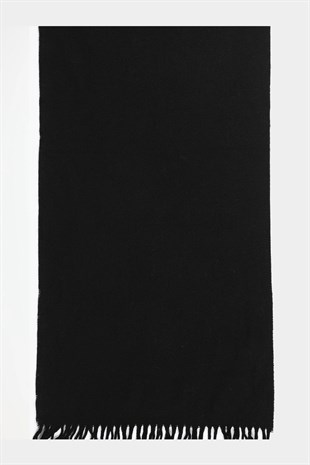 Erkek Siyah Kışlık Viskon Atkı Klasik Kaşkol