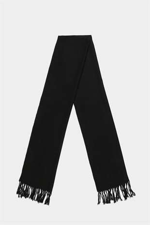 Erkek Siyah Kışlık Viskon Atkı Klasik Kaşkol