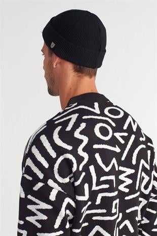 Çift Kat Erkek Sokak Stili Kısa Bere Skullcap Şapka Siyah