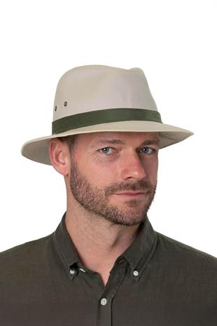 Erkek Yazlık Pamuklu Bej Güneş Korumalı Fedora Panama Şapka - Ayarlanabilir
