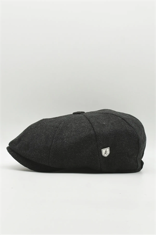 Erkek Yün Şapka Kasket Gotham Newsboy Cap-Siyah