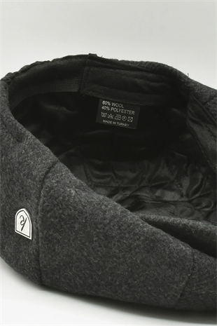 Erkek Yün Şapka Kasket Gotham Newsboy Cap-Siyah