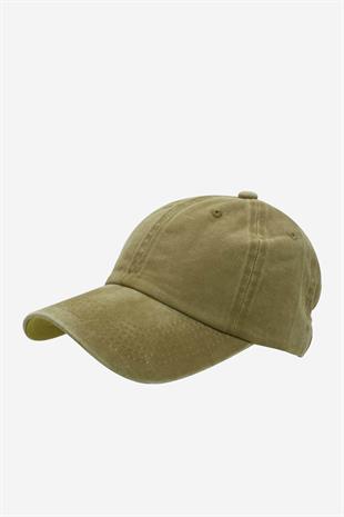 Washed Textured Cotton Cap - Khaki