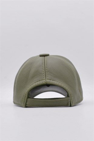 Haki Deri Erkek Kep Şapka