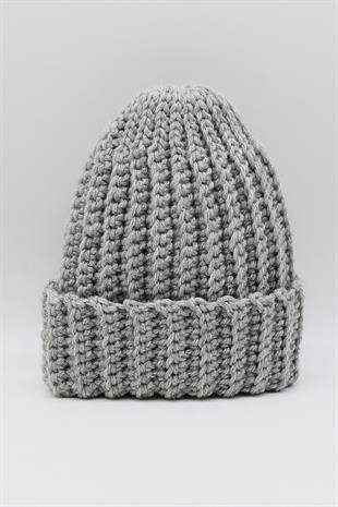 Hand Made Handmade Winter Beanie-Grey